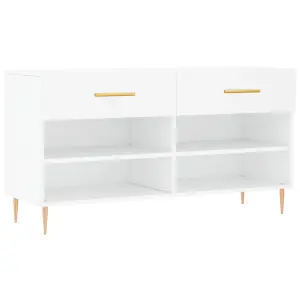 Berkfield Shoe Bench White 102x35x55 cm Engineered Wood