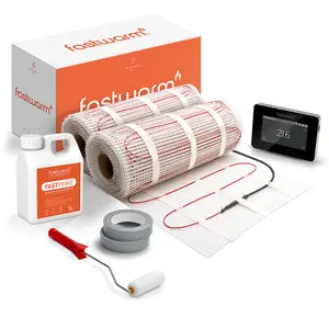 Fastwarm 150W Electric Underfloor Heating Mat Kit - 20m - Touch Black Thermostat