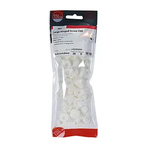 TIMco Hinged Screw Cap Large White - To fit 5.0 to 6.0 Screw - 50 Pieces