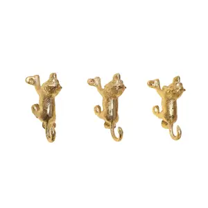 Melody Maison Set of 3 Gold Lion Wall Hooks