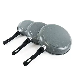 URBN-CHEF 3 Pcs Forged Carbon Steel Marble Grey Pot Non-stick Frying Pan Set