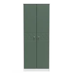 Toledo 2 Door Wardrobe in Labrador Green & White (Ready Assembled)