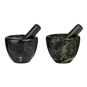 Maison by Premier Black Marble Plain Mortar and Pestle