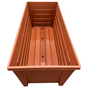 2 x Large Long 55cm Terracotta Grosvenor Trough Flower Garden Planter For Home, Greenhouse & Patios