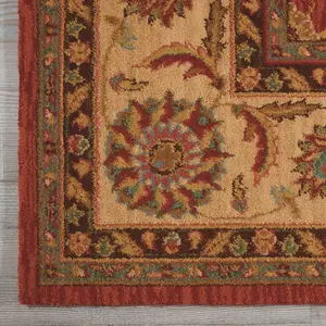 Orange Luxurious Traditional Wool Floral Bordered Rug for Bedroom & Living Room-229cm X 290cm