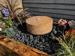 Sandstone Millstone Water Feature - Mains Powered - Natural Stone - L38 x W38 x H10 cm