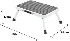 Portable Folding Step Stool - Non-Slip Non-Skid Easy to Use One Step Rubberised Platform - Perfect for Home Garage Caravans