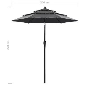 Berkfield 3-Tier Parasol with Aluminium Pole Anthracite 2 m