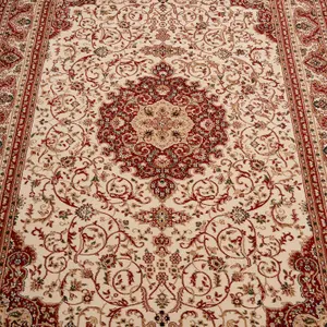 Red Cream Gold Classical Oriental Medallion Area Rug 200cm x 290cm