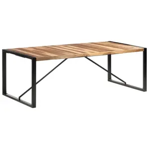 Cheyenne Dining Table Solid Wood Light Brown / Black / H75 x L220 x W100cm