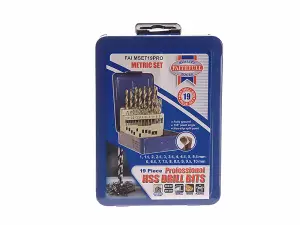 Faithfull HSS Drill Bit Set of 19 M2 1 - 10mm & Case FAIMSET19PRO