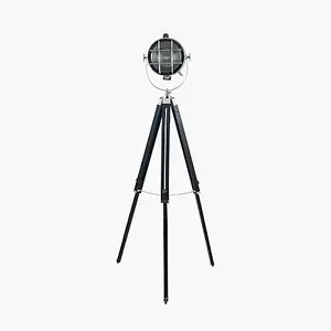 Black and Silver Tripod Marine Floor Lamp