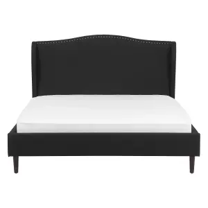 Fabric EU Double Size Bed Black COLMAR