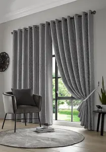 Eswic Eyelet Ring Top Curtains Pewter 229cm x 229cm