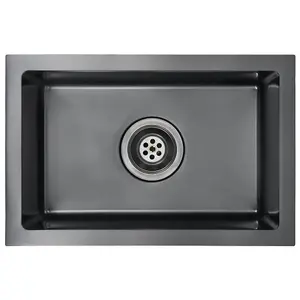 vidaXL Handmade Kitchen Sink Black Stainless Steel