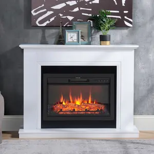 Focal Point Calbourne White Freestanding Electric Fire suite