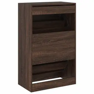 Berkfield Shoe Cabinet Brown Oak 60x34x96.5 cm Engineered Wood