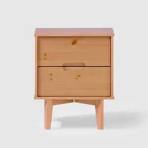 Ulti 2 Drawer Bedside Table Natural Pine