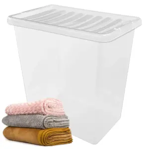 1 x 55 Litre Clear Plastic Storage Container With Lid Ideal For Home & Office Use