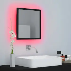 Berkfield LED Bathroom Mirror Black 40x8.5x37 cm Engineered Wood