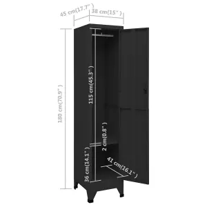 Berkfield Locker Cabinet Black 38x45x180 cm Steel