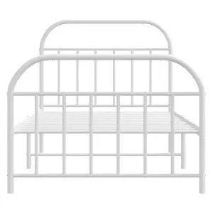 Berkfield Metal Bed Frame with Headboard and Footboard White 107x203 cm