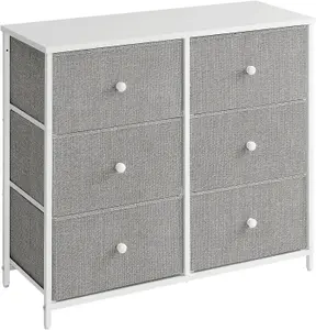 SONGMICS Dresser Chest, Cloth 5-Drawer Storage Organizer, Dresser, for Lounge, Passage, Baby Room, Light Grey and White