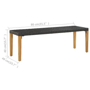 Berkfield Garden Bench 80 cm Poly Rattan Black