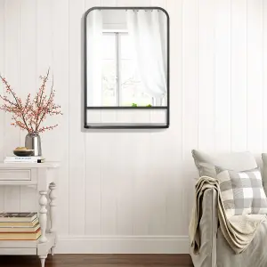 HOMCOM Rectangle Wall Mirror with Shelf 70 x 50 cm, for Living Room, Bedroom