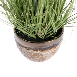 Homescapes Artificial White Lavender Plant in Decorative Metallic Ceramic Pot, 66 cm Tall