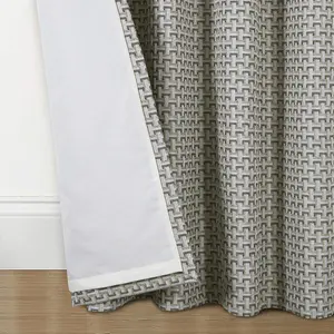 Home Curtains Gambia Jacquard Lined 90w x 90d" (229x229cm) Natural Eyelet Curtains (PAIR)