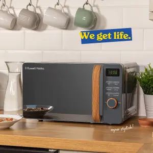 Russell Hobbs Scandi Microwave 17 Litre 700W Matt Grey Wood Effect Digital RHMD714G-N