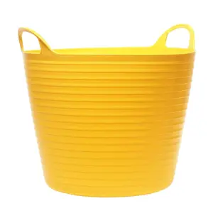 2x 40 Litre Strong Robust Yellow Coloured Flexible Tubs For Multi Purpose Storage Use