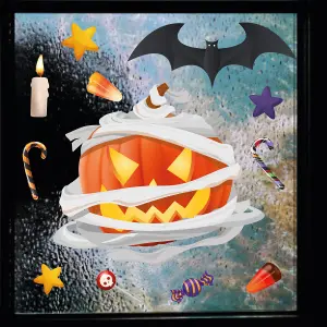 Walplus Halloween Glow In The Dark Haunted Pumpkin Window Cling