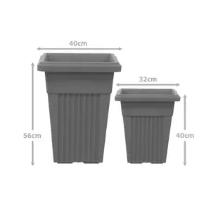 simpa 2PC Dark Grey Sovereign Pillar Upright Planters 32cm Dia