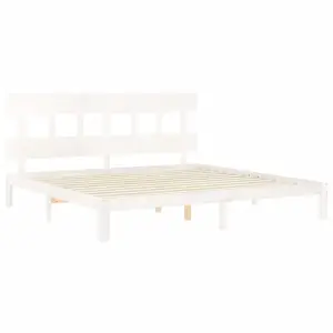 Berkfield Bed Frame with Headboard White 200x200 cm Solid Wood