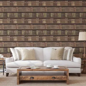 Antique Bookcase Wallpaper - Brown - 575208