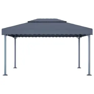 Berkfield Gazebo with LED String Lights 400x300 cm Anthracite Aluminium