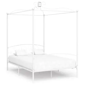 Berkfield Canopy Bed Frame White Metal 140x200 cm