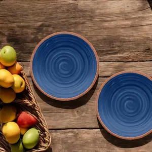 Purely Home Rustic Swirl Indigo Melamine 6 Piece Outdoor Dinnerware Set for 2