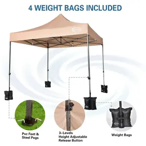 MCC Direct Maximus 3x3 Heavy Duty Pop up Beige Gazebo NS