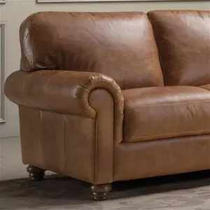 Oak World Portofino 2 Seat Italian Leather Sofa | Old Ranch Brown Made In Italy Comfort And Style