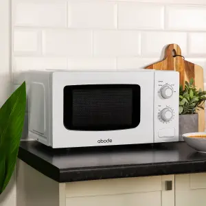 Abode Manual Microwave 700W 20L 5 Power Levels & Defrost White AMM2001-M