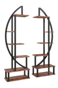 Garden 2 Pcs Brown Rustic Crescent Plant Stand