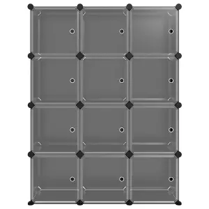 Berkfield Storage Cube Organiser with 12 Cubes and Doors Black PP