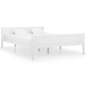 Berkfield Bed Frame Solid Pinewood White 140x200 cm