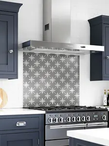 Laura Ashley Wicker Charcoal Glass Kitchen Splashback 900mm x 750mm