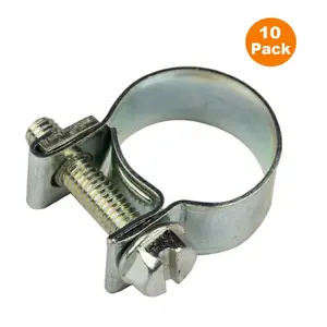 10 x Mini Hose Clamps Stainless Steel Clips for Air Fuel Water Coolant Breather ( 12 - 14mm )