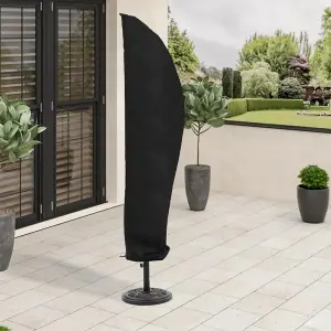 Black Outdoor Patio Banana Umbrella Parasol Cover Waterproof with Zipper and Drawstring 210D Oxford, 72cm (W) x 261cm (H)