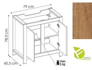 800mm Bathroom Vanity Unit Freestanding 80cm Sink Cabinet + Basin Oak Effect Storage Classic